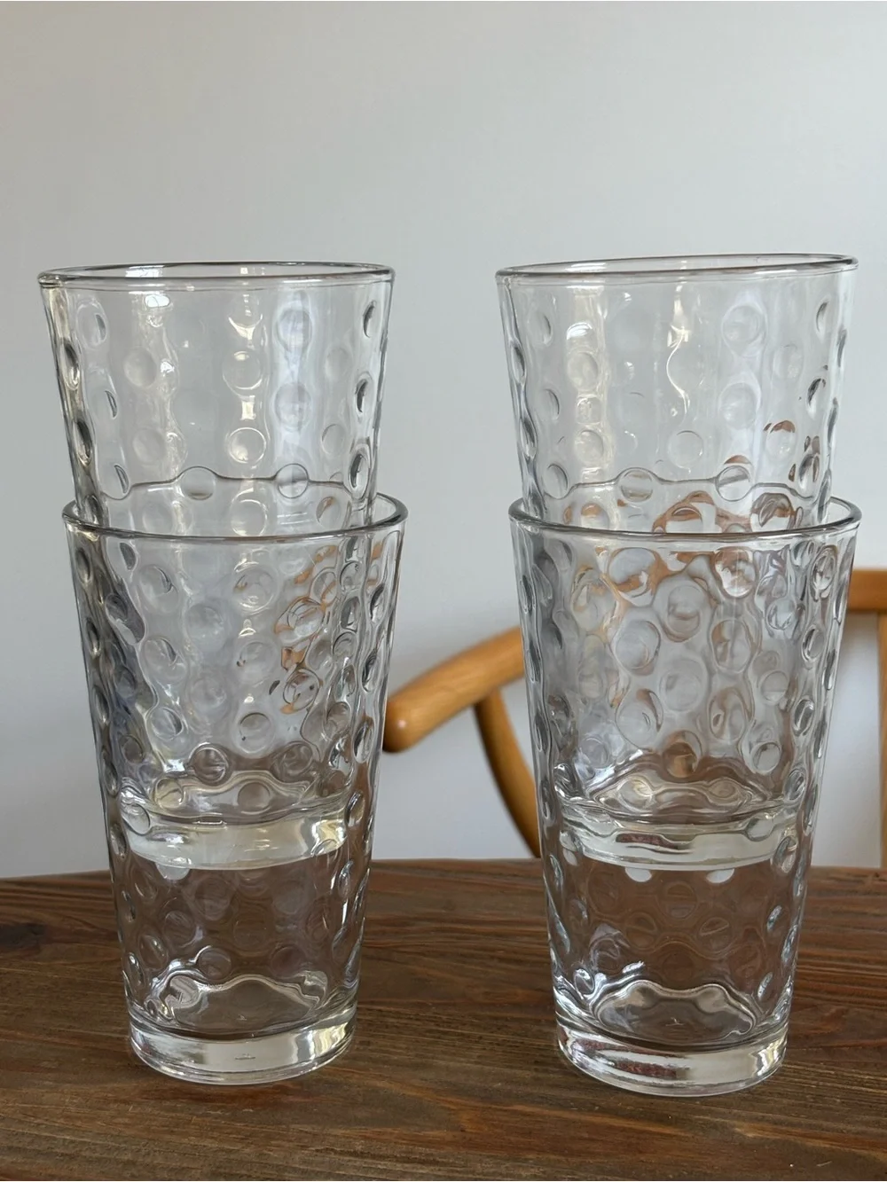 Clear Textured Glass Tumbler Set - 4 Pack